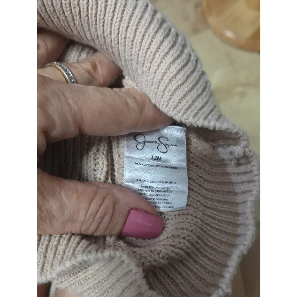Jessica Simpson Dusty Rose Cable Knit Crew Sweater Sz 12 Month [0131]